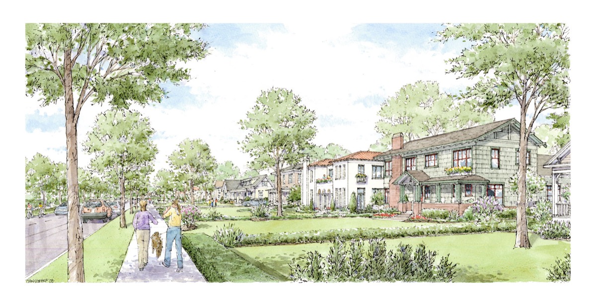 Streetscape rendering for a residential entitlement